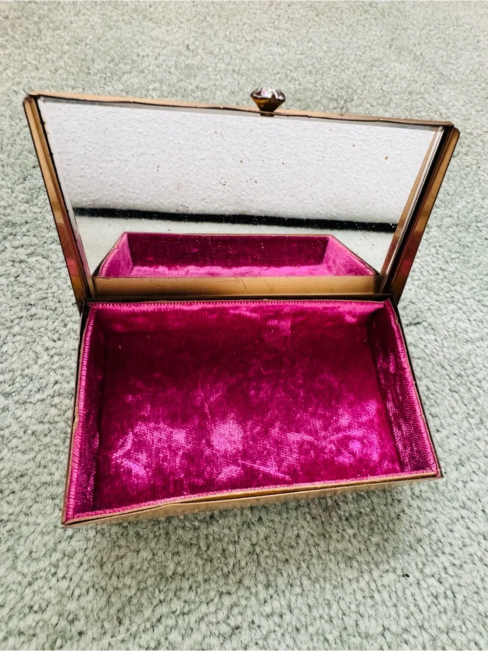 Vintage Floral Gold Tone Jewelry Box